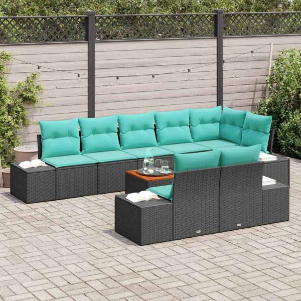 Gartensofa-set 9 stk. Schwarz Poly-Rattan