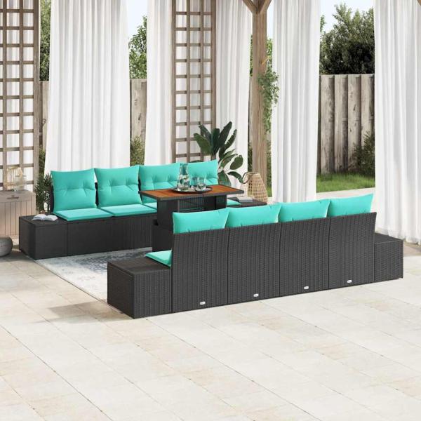 ARDEBO.de - Garten Essgruppe 7 stk. 6-Sitzanzahl Schwarz und Teal