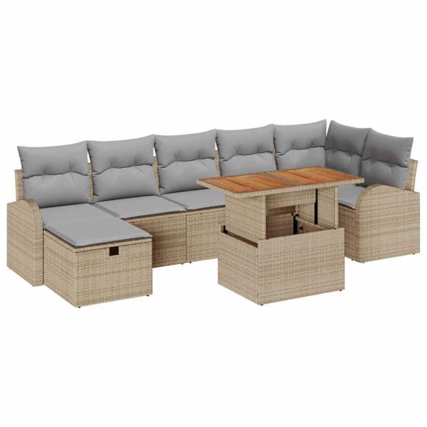 Gartensofa-set 8 stk. Beige Poly-Rattan