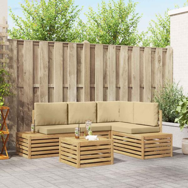 ARDEBO.de - Outdoor-Sofagarnitur mit Kissen 5 Stück Weiß