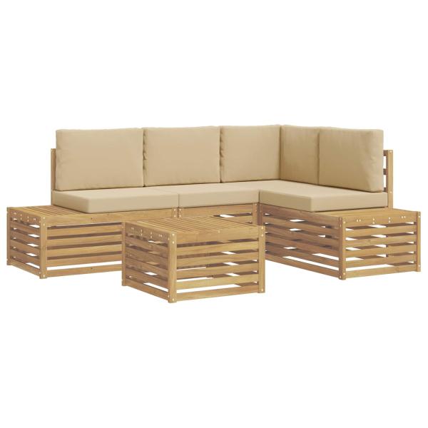 Outdoor-Sofagarnitur mit Kissen 5 Stück Weiß