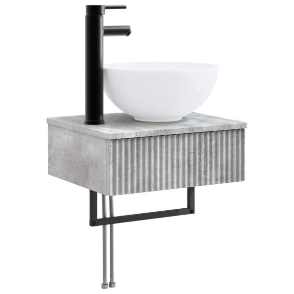 Badezimmerschrank-Set 4 stk. Betongrau Holzwerkstoff
