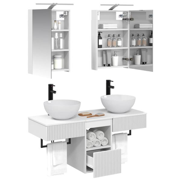 Badezimmerschrank-Set 5 stk. Weiß Holzwerkstoff
