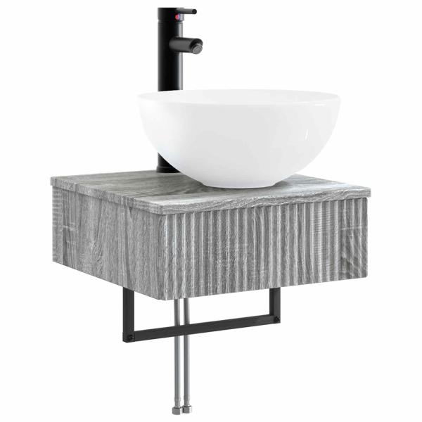 Badezimmerschrank-Set 5 stk. Grau Sonoma Holzwerkstoff