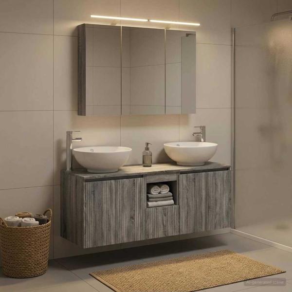 ARDEBO.de - Badezimmerschrank-Set 4 stk. Grau Sonoma Holzwerkstoff