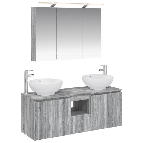 Badezimmerschrank-Set 4 stk. Grau Sonoma Holzwerkstoff