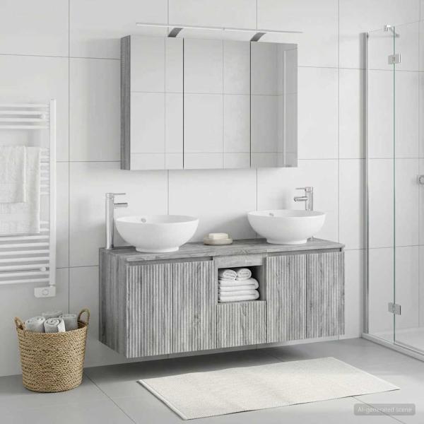 Badezimmerschrank-Set 4 stk. Grau Sonoma Holzwerkstoff