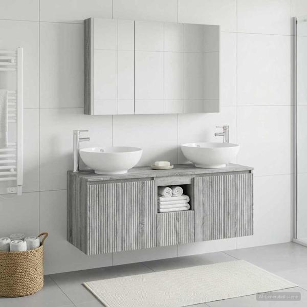 Badezimmerschrank-Set 4 stk. Grau Sonoma Holzwerkstoff