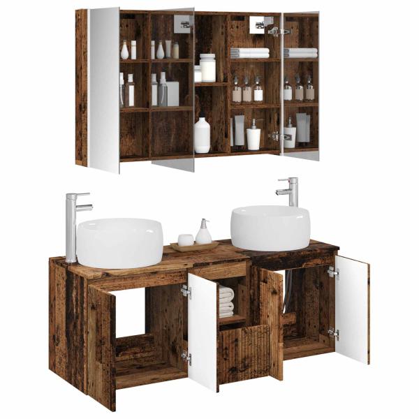Badezimmerschrank-Set 4 stk. Altholz Holzwerkstoff