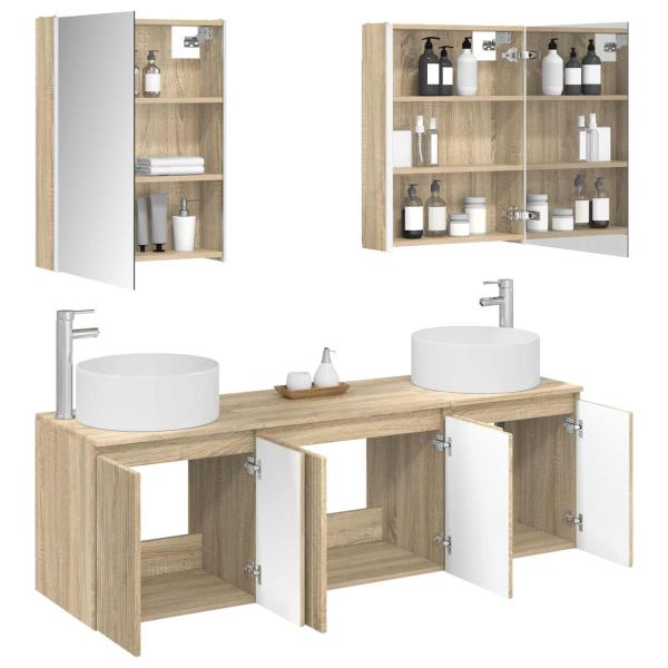 Badezimmerschrank-Set 5 stk. Sonoma-Eiche Holzwerkstoff