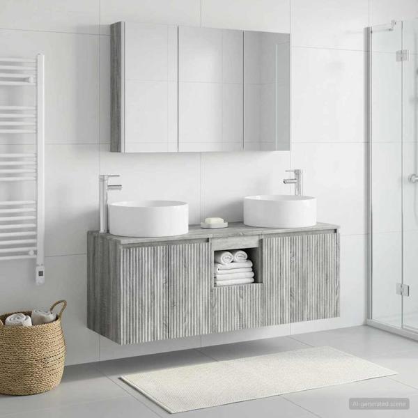 ARDEBO.de - Badezimmerschrank-Set 4 stk. Grau Sonoma Holzwerkstoff