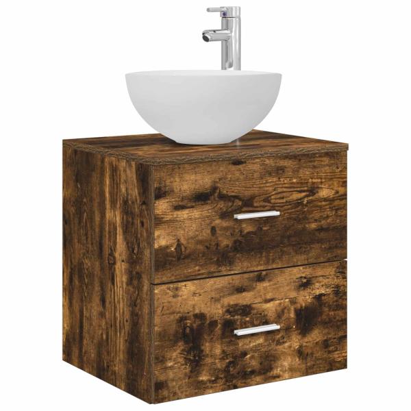 Badezimmermöbel-Set 4 stk. Geräucherte Eiche
