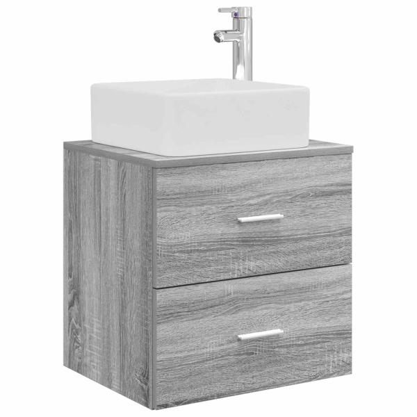 Badezimmermöbel-Set 4 stk. Grau Sonoma Ingenieurholz und Glas