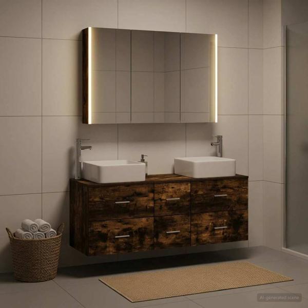 ARDEBO.de - Badezimmermöbel-Set 4 stk. Geräucherte Eiche