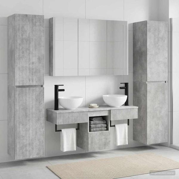 ARDEBO.de - Badezimmermöbel-Set 6 stk. Betongrau Ingenieurholz und Glas