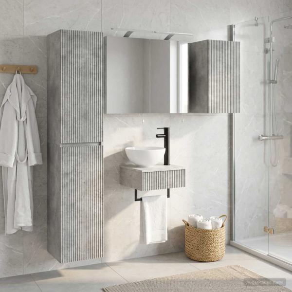 ARDEBO.de - Badezimmermöbel-Set 5 stk. Betongrau Ingenieurholz und Glas