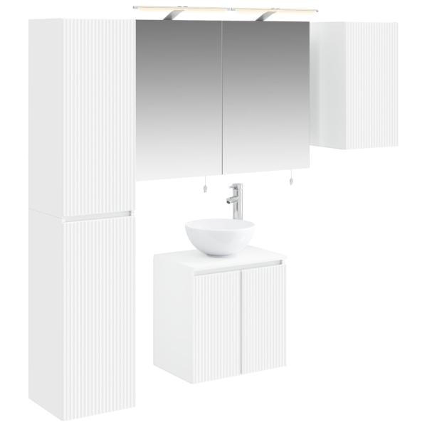 Badezimmerschrank-Set 5 stk. Weiß Holzwerkstoff