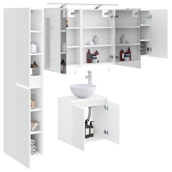 Badezimmerschrank-Set 5 stk. Weiß Holzwerkstoff