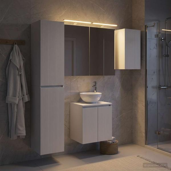 Badezimmerschrank-Set 5 stk. Weiß Holzwerkstoff