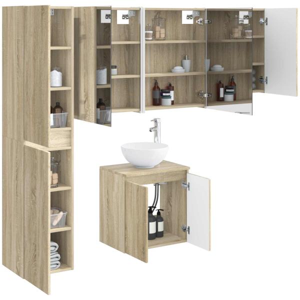 Badezimmerschrank-Set 5 stk. Sonoma-Eiche Holzwerkstoff