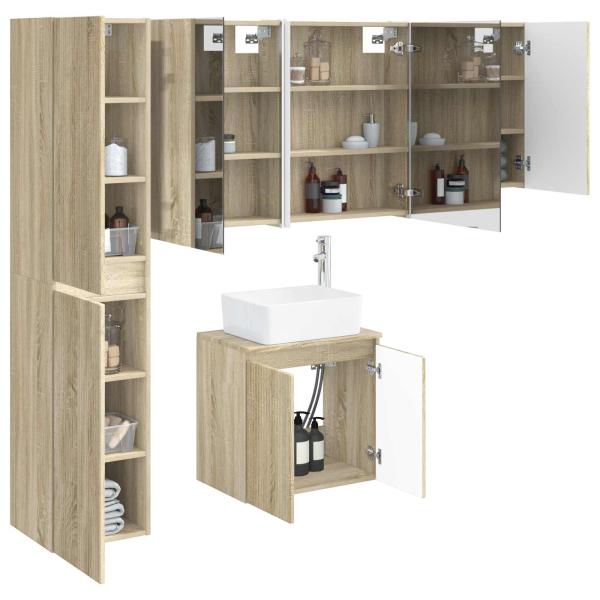 Badezimmerschrank-Set 5 stk. Sonoma-Eiche Holzwerkstoff
