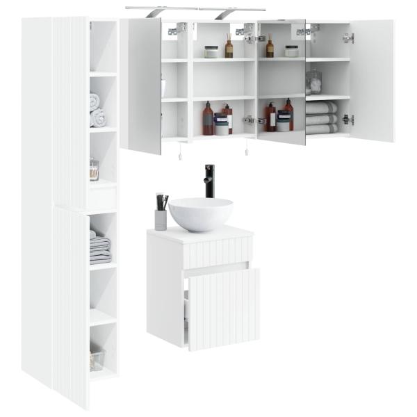 Badezimmerschrank-Set 5 stk. Weiß Holzwerkstoff