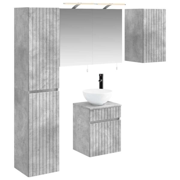 Badezimmerschrank-Set 5 stk. Betongrau Holzwerkstoff