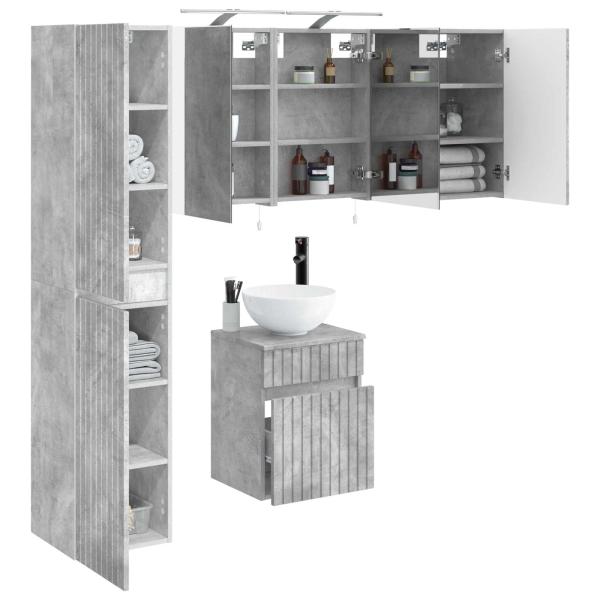 Badezimmerschrank-Set 5 stk. Betongrau Holzwerkstoff