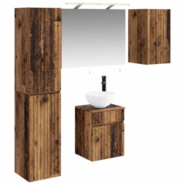 Badezimmerschrank-Set 5 stk. Altholz Holzwerkstoff