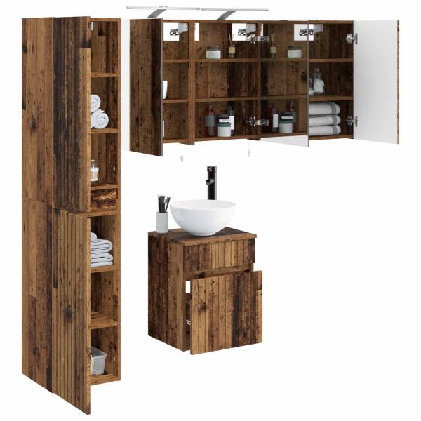 Badezimmerschrank-Set 5 stk. Altholz Holzwerkstoff