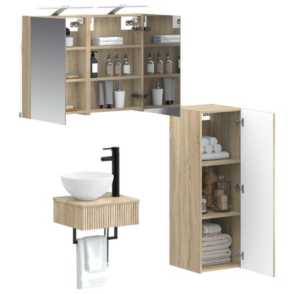 Badezimmerschrank-Set 4 stk. Sonoma-Eiche Holzwerkstoff