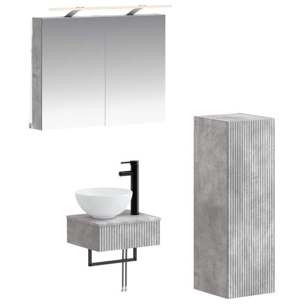 Badezimmerschrank-Set 4 stk. Betongrau Holzwerkstoff