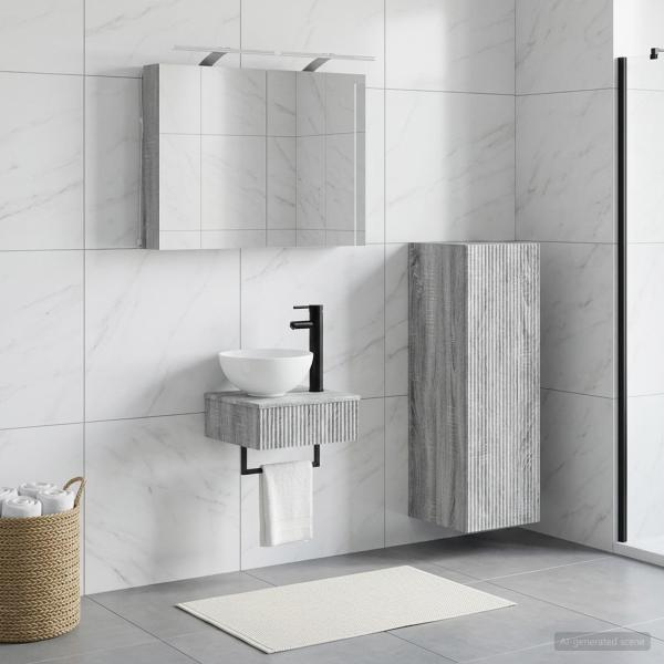 ARDEBO.de - Badezimmerschrank-Set 4 stk. Grau Sonoma Holzwerkstoff