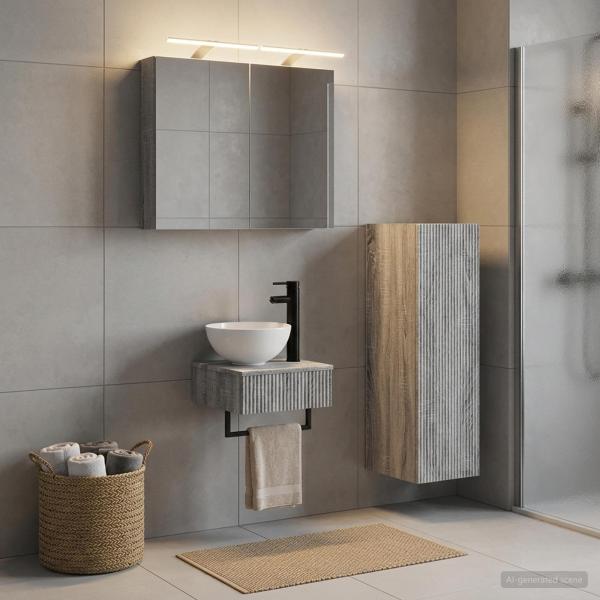 Badezimmerschrank-Set 4 stk. Grau Sonoma Holzwerkstoff