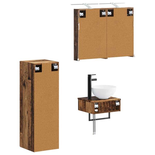 Badezimmerschrank-Set 4 stk. Altholz Holzwerkstoff