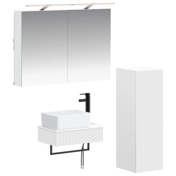 Badezimmerschrank-Set 4 stk. Weiß Holzwerkstoff