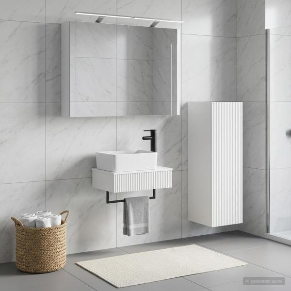 Badezimmerschrank-Set 4 stk. Weiß Holzwerkstoff