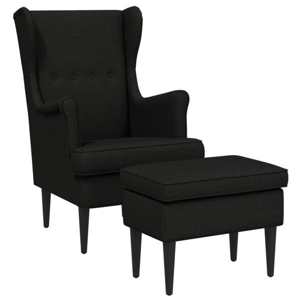 Sessel mit Fußhocker 2 stk. Schwarz Stoff