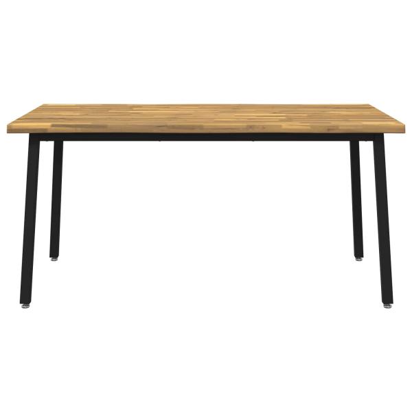 Live Edge Esstisch 160 x 80 x 75 cm Massivholz Akazie Weiß