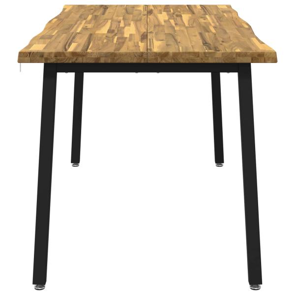 Live Edge Esstisch 160 x 80 x 75 cm Massivholz Akazie Weiß