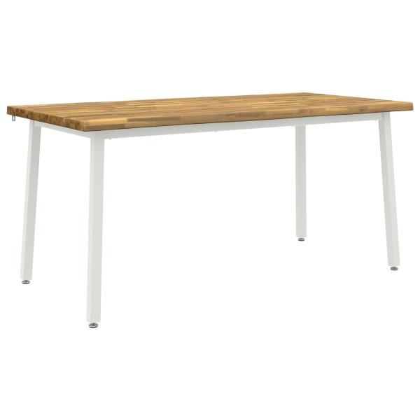 Live Edge Esstisch 160 x 80 x 75 cm Massivholz Akazie Weiß