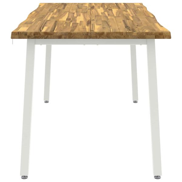 Live Edge Esstisch 160 x 80 x 75 cm Massivholz Akazie Weiß