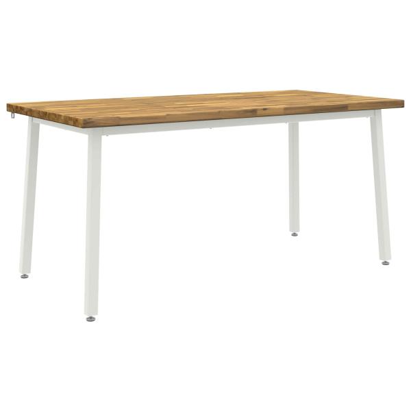 Quadratischer Esstisch 160 x 80 x 75 cm Massivholz Akazie Weiß