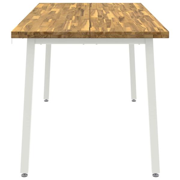 Quadratischer Esstisch 160 x 80 x 75 cm Massivholz Akazie Weiß
