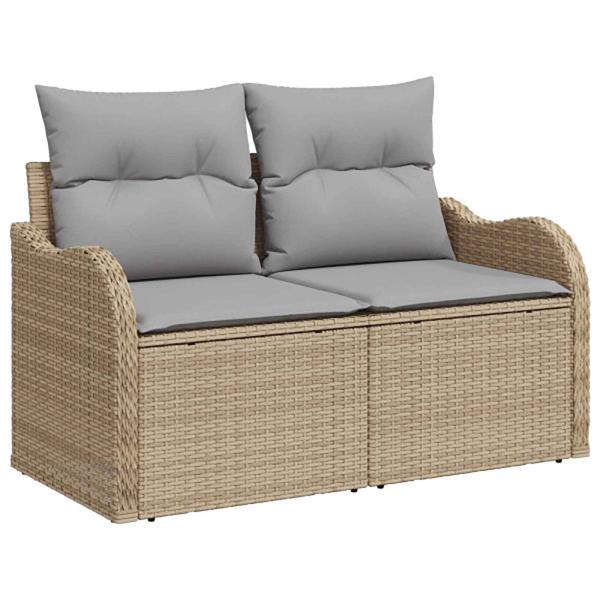 Sofa Set 6 stk. Beige und Hellgrau Polyrattan und Stahl