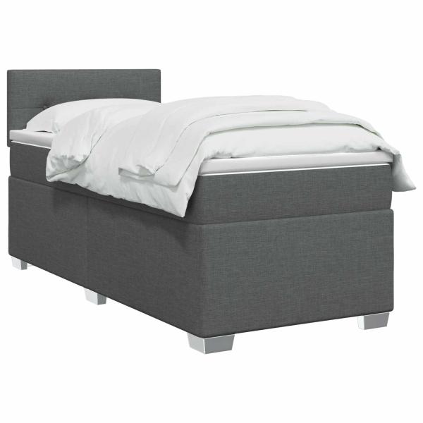 Boxspringbett mit Matratze Dunkelgrau 90 x 190 cm Stoff