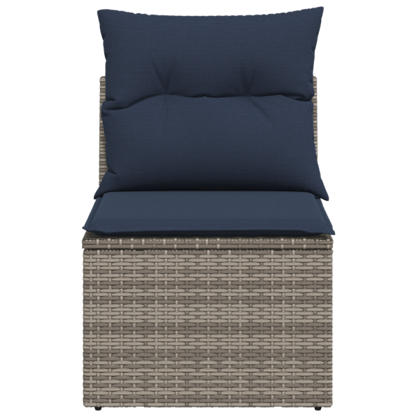 Gartensessel ohne Armlehnen mit Kissen Grau Poly Rattan