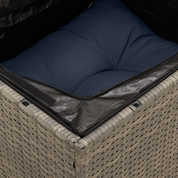 Gartensessel ohne Armlehnen mit Kissen Grau Poly Rattan