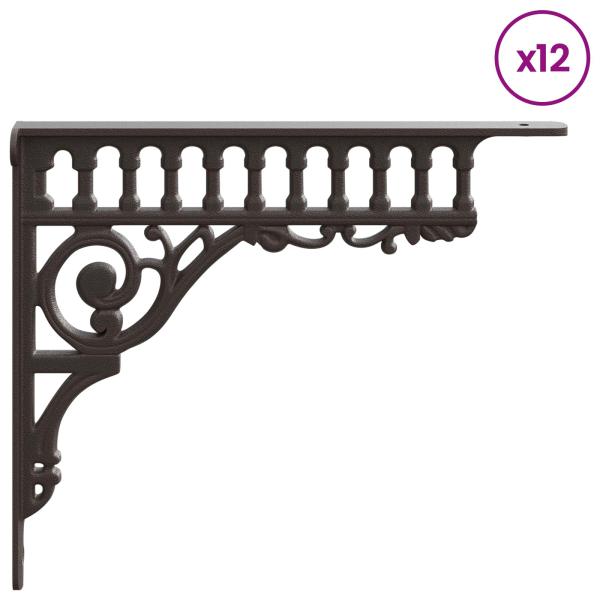 Wandregalhalterungen 12 stk. Antikbraun 27,5 x 23 x 4 cm Stahl