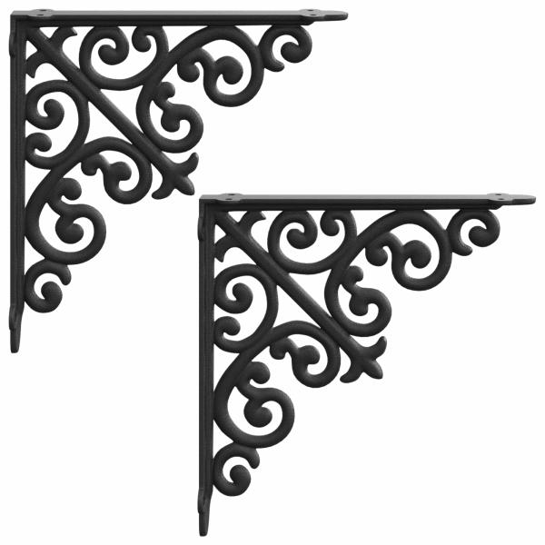 Wandregalhalterungen 2 stk. Schwarz 24 x 24 x 3,5 cm Stahl